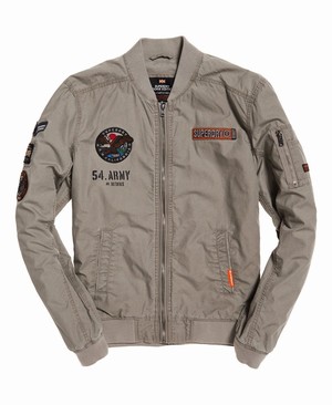 Superdry Rookie Duty Patch Bomber Férfi Kabát Szürke | YBFZI8705